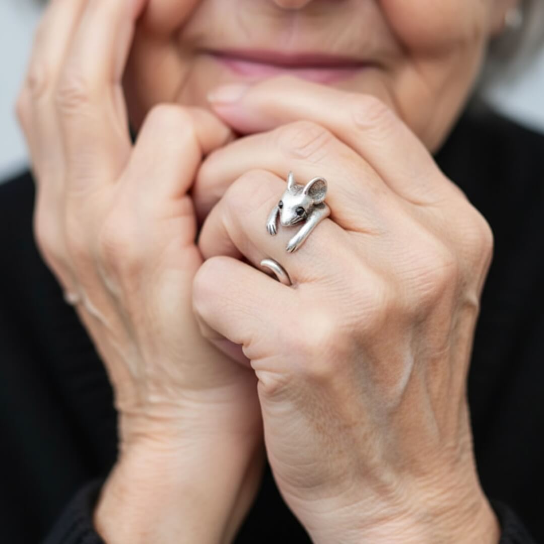 Cute Adjustable Mouse Wrap Ring Susan Rose Jewelry