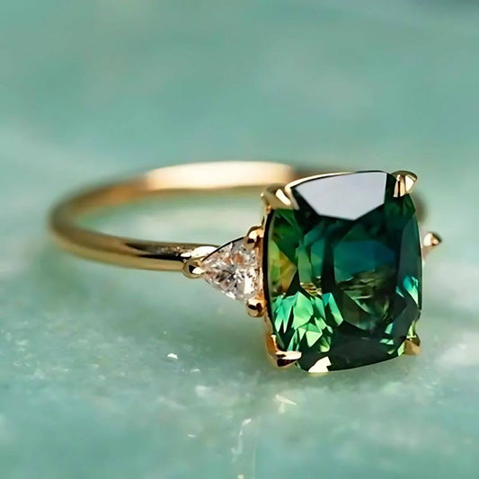 Emerald Cut Green Gem Ring Diane Jewelry