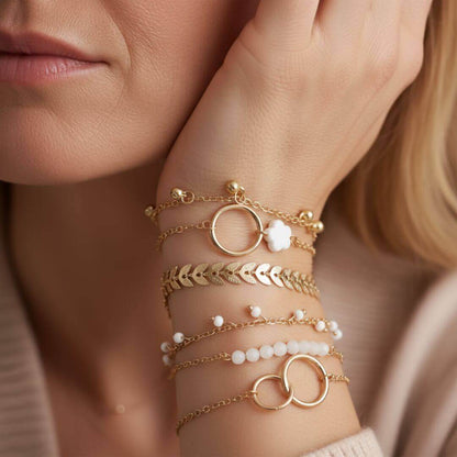 Layered Gold Charm Bracelet Set Emma & Noah Jewelry