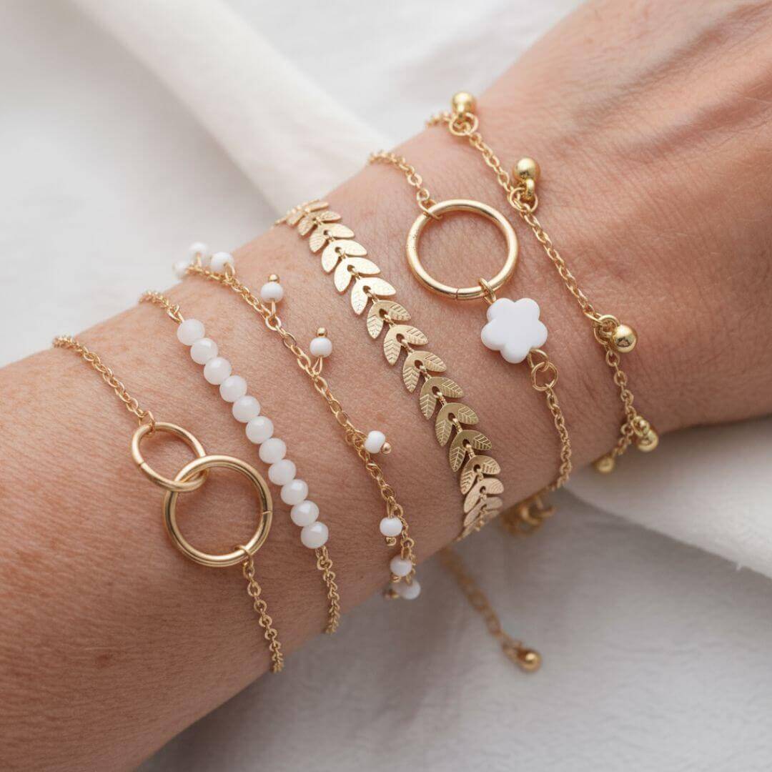 Layered Gold Charm Bracelet Set Emma & Noah Jewelry