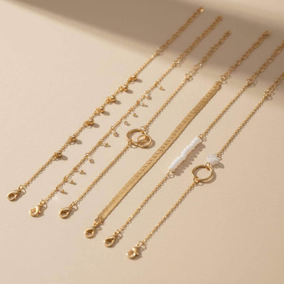 Layered Gold Charm Bracelet Set Emma & Noah Jewelry