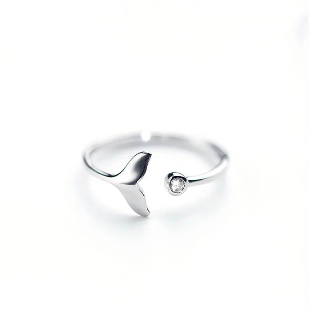 Silver Whale Tail Adjustable Ring - Diane Jewelry