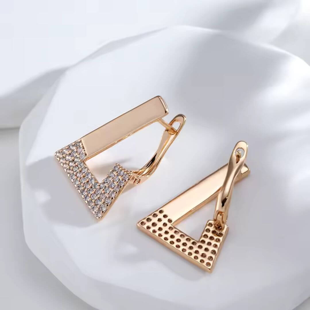 Geometric Rose Gold Sparkle Earrings - Diane Jewelry