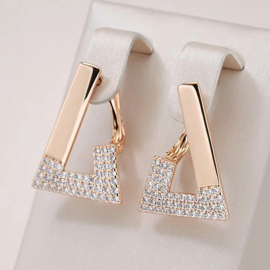 Geometric Rose Gold Sparkle Earrings - Diane Jewelry