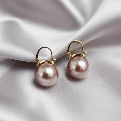 Gold Pearl Leverback Drop Earrings Emma & Noah Jewelry