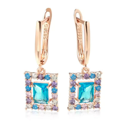 Blue Crystal Drop Earrings Women - Diane Jewelry