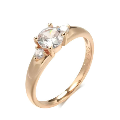 Gold Round-Cut Three Stone Ring - Diane Jewelry
