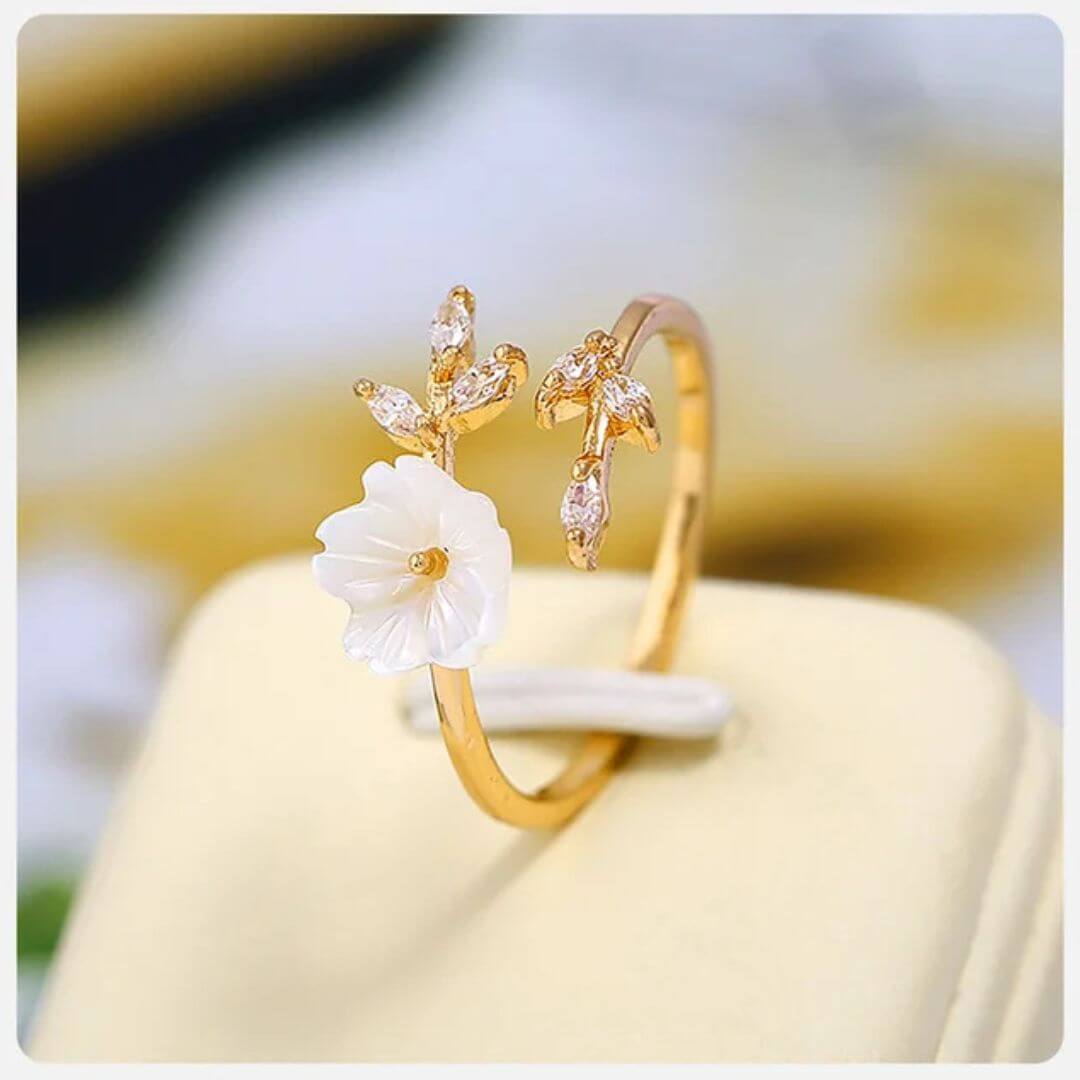 Rose Gold Floral Adjustable Ring - Diane Jewelry