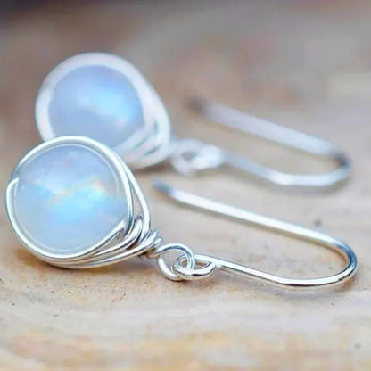 Sterling Silver Moonstone Drop Earrings - Diane Jewelry