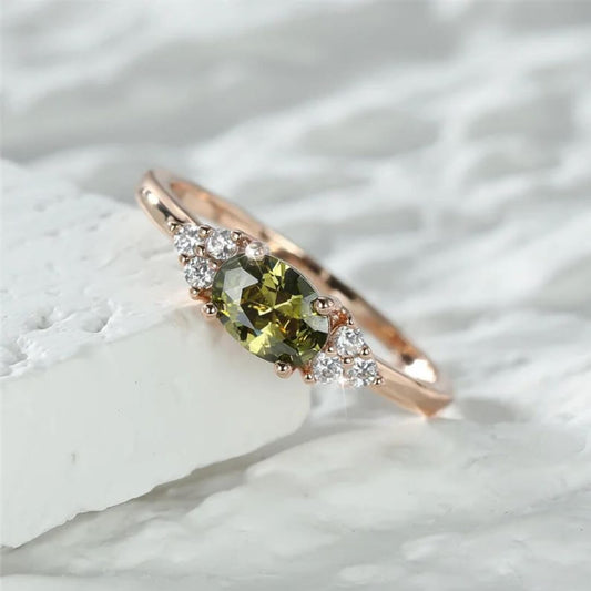 Delicate Green Gemstone Ring - Diane Jewelry