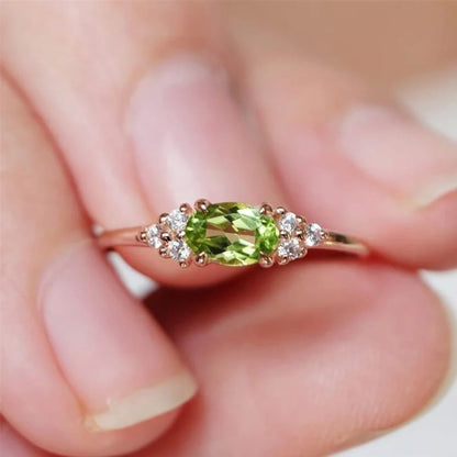 Delicate Green Gemstone Ring - Diane Jewelry