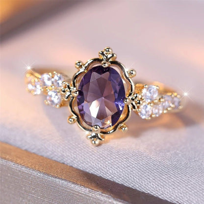 Vintage Amethyst Gold Ring - Diane Jewelry