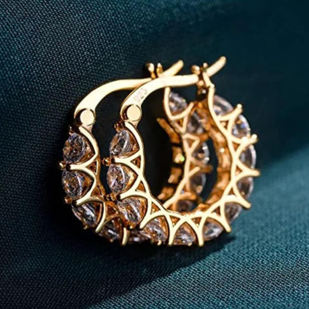 Gold Marquise Zircon Hoop Earrings - Diane Jewelry