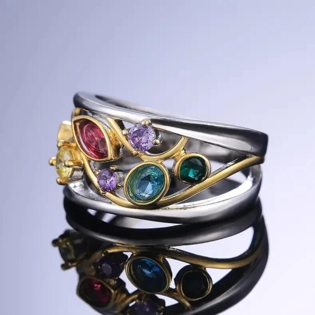 Colorful Gemstone Boho Statement Ring - Diane Jewelry