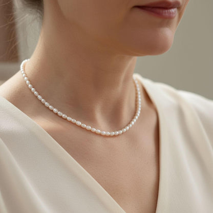 Sterling Silver Minimalist Pearl Necklace Emma & Noah Jewelry