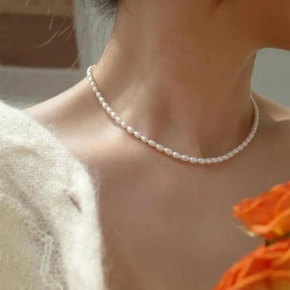 Sterling Silver Minimalist Pearl Necklace - Diane Jewelry