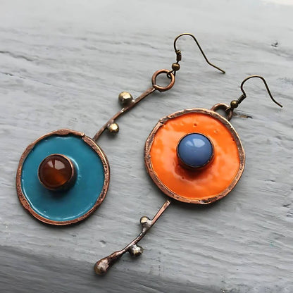 Boho Mismatched Enamel Drop Earrings - Diane Jewelry