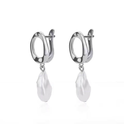 Silver Baroque Pearl Drop Earrings - Diane Jewelry