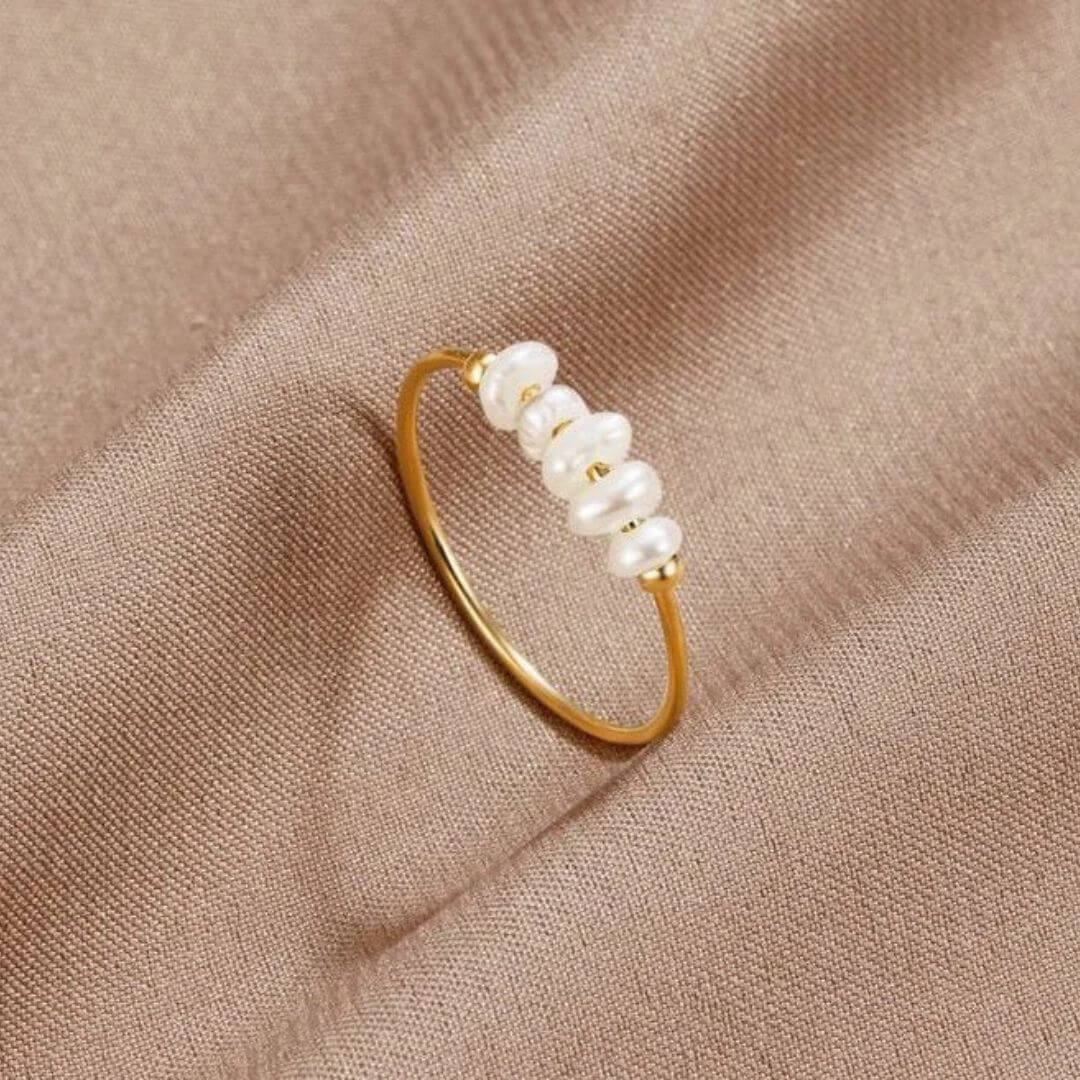 Minimalist Pearl Bead Gold Ring - Diane Jewelry