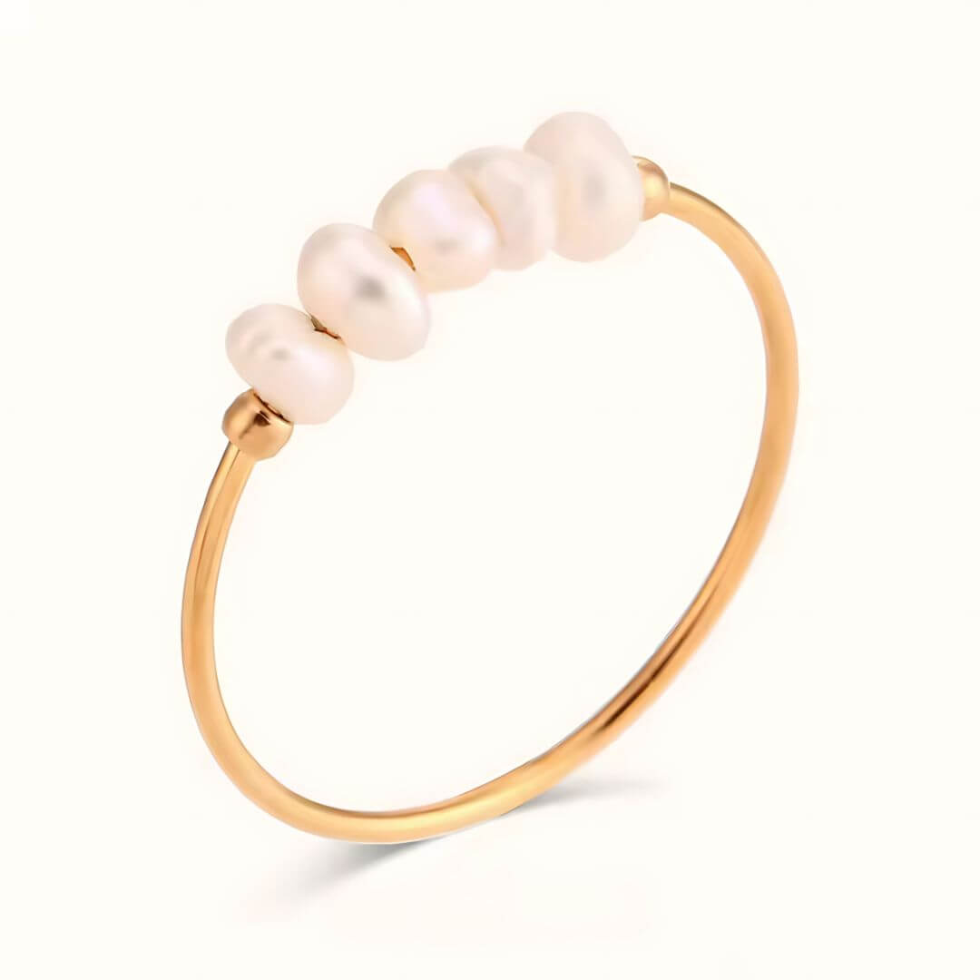 Minimalist Pearl Bead Gold Ring - Diane Jewelry