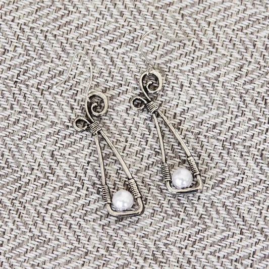 Wire Wrapped Pearl Dangle Earrings - Diane Jewelry