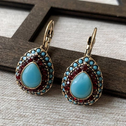 Boho Turquoise Teardrop Dangle Earrings - Diane Jewelry