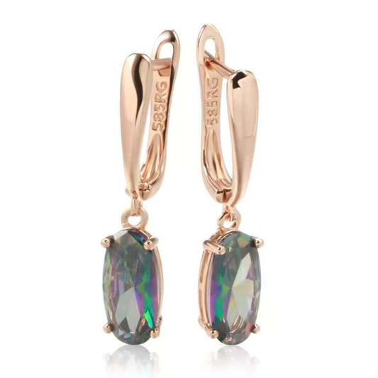 Rose Gold Oval Drop Earrings - Diane Jewelry
