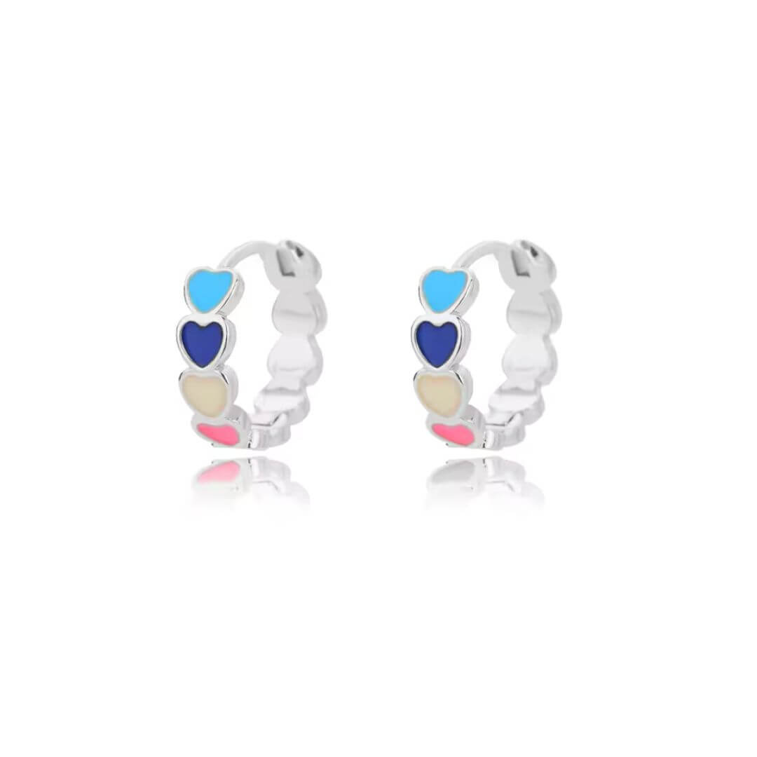 Colorful Heart Enamel Hoop Earrings - Diane Jewelry