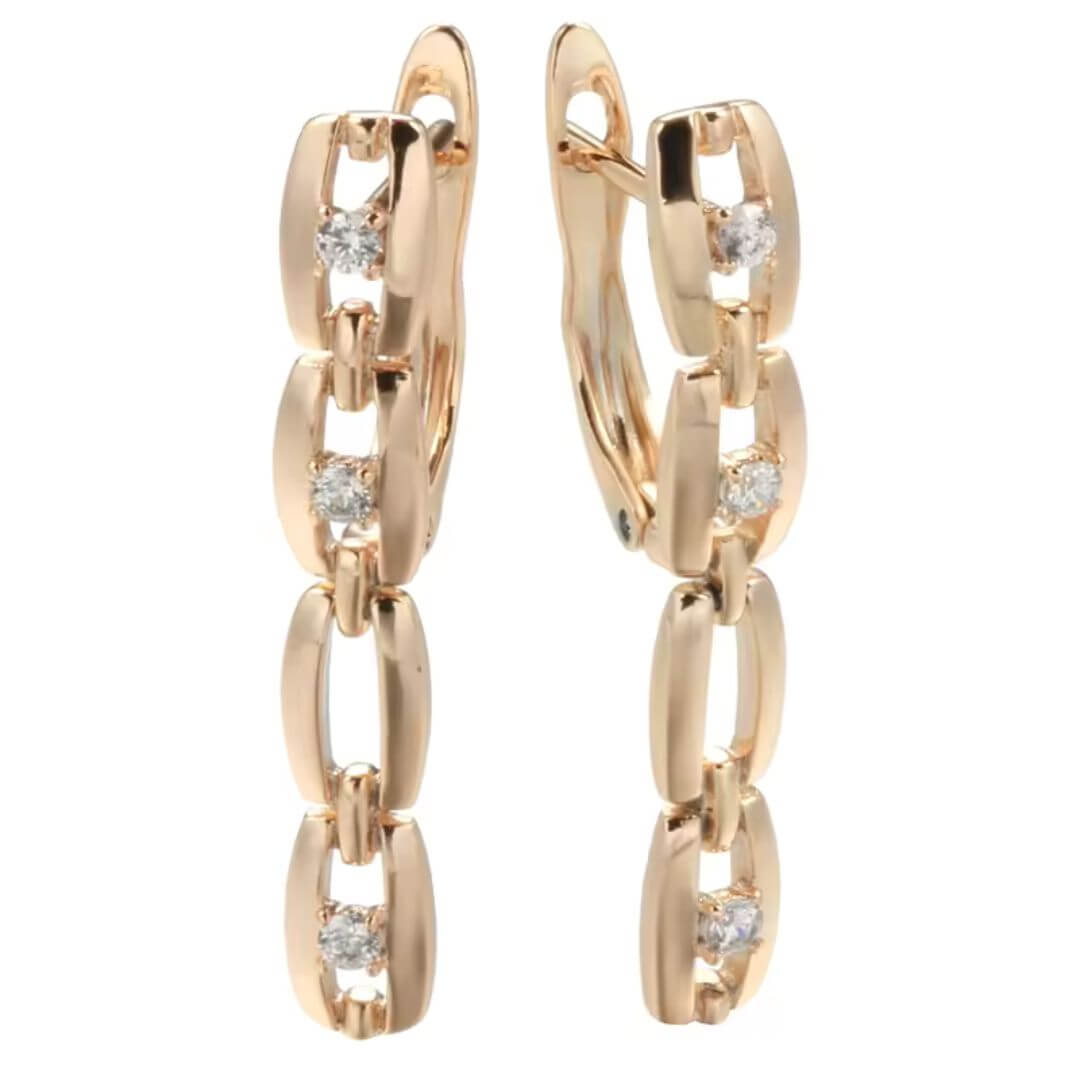 Gold Chain Link Drop Earrings - Diane Jewelry