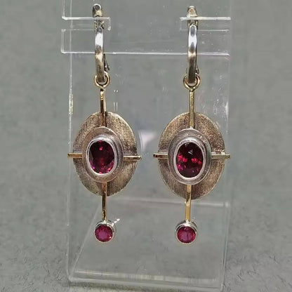 Artisan Ruby Silver Dangle Earrings - Diane Jewelry