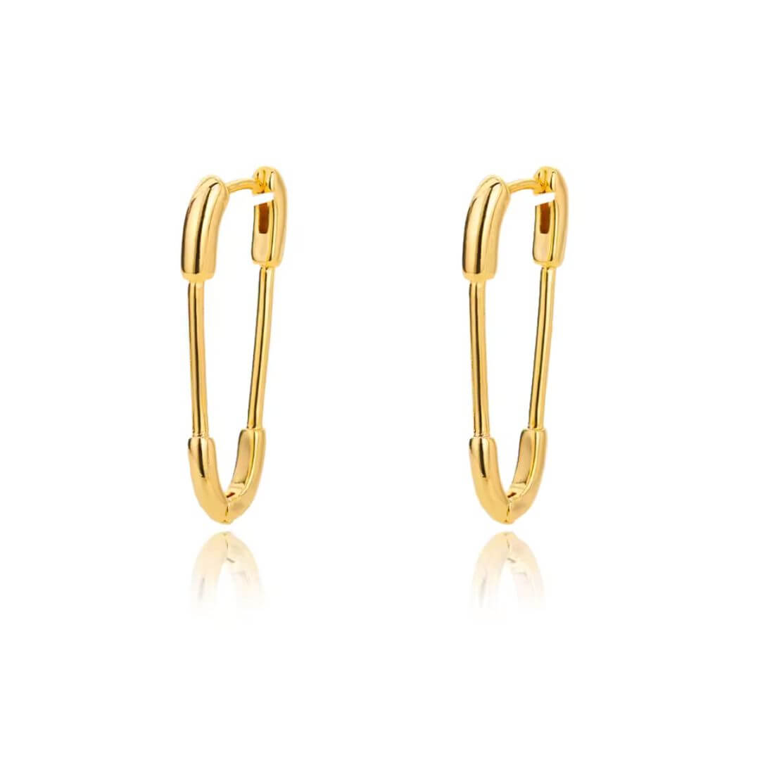 Gold Safety Pin Drop Earrings - Diane Jewelry