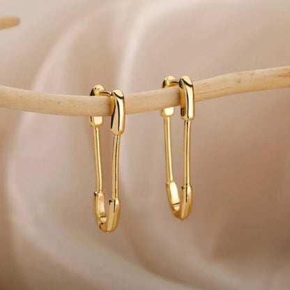 Gold Safety Pin Drop Earrings - Diane Jewelry