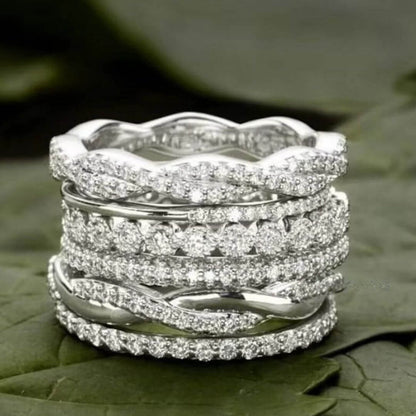 Silver Crystal Stacking Band Rings Emma & Noah Jewelry