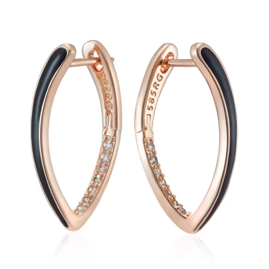 Black Gold Crystal Hoop Earrings - Diane Jewelry