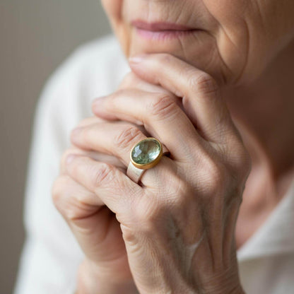 Green Amethyst Silver Gold Ring Emma & Noah Jewelry