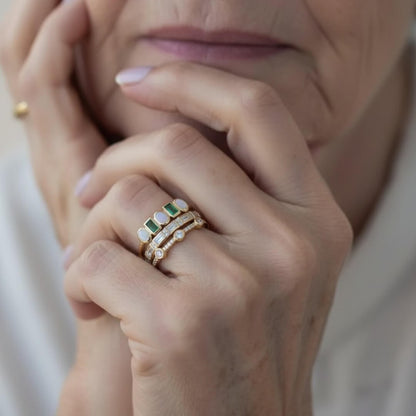 Gold Emerald Opal Stacking Rings Emma & Noah Jewelry