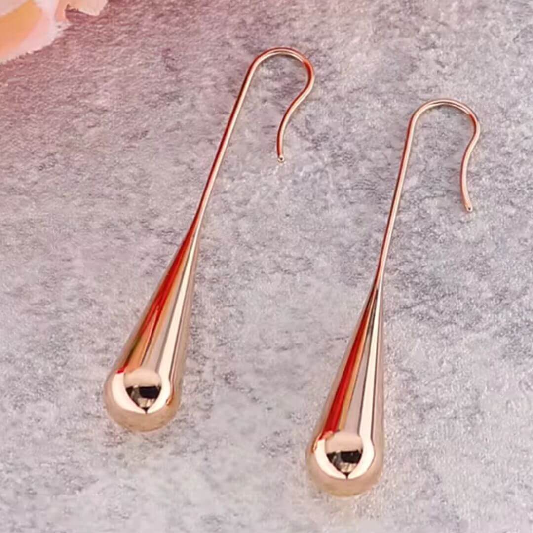 Gold Teardrop Minimalist Dangle Earrings - Diane Jewelry