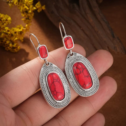 Vintage Red Turquoise Dangle Earrings - Diane Jewelry