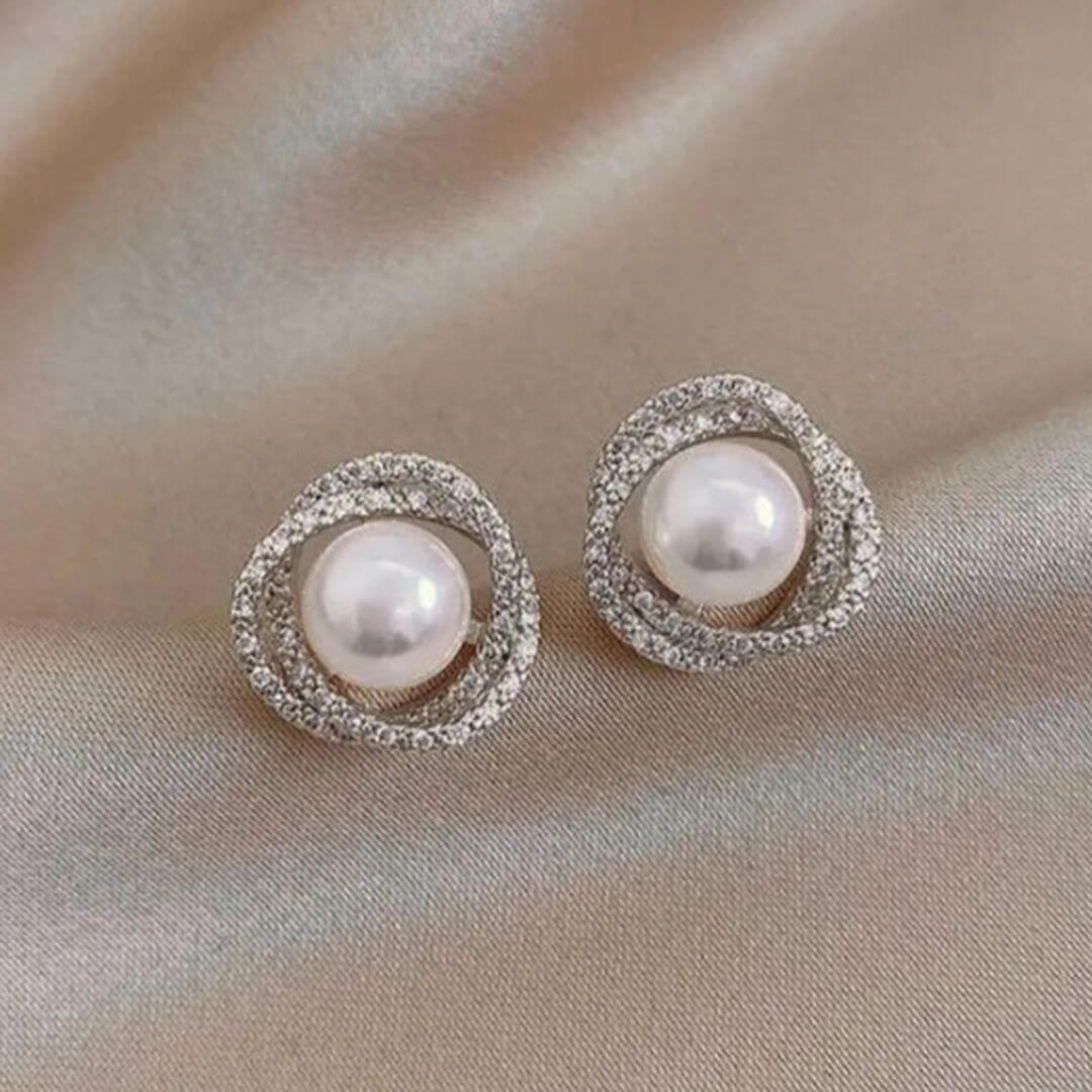 Pearl Diamond Stud Earrings Emma & Noah Jewelry