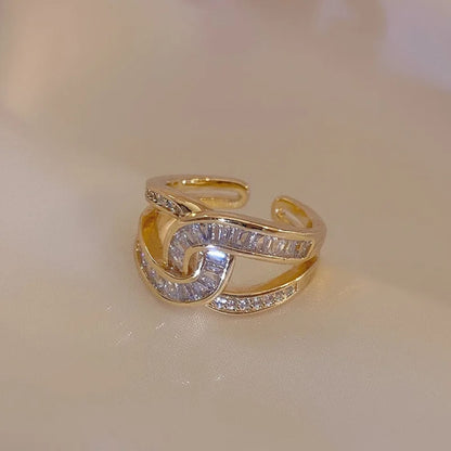 Gold Baguette Crisscross Statement Ring - Diane Jewelry