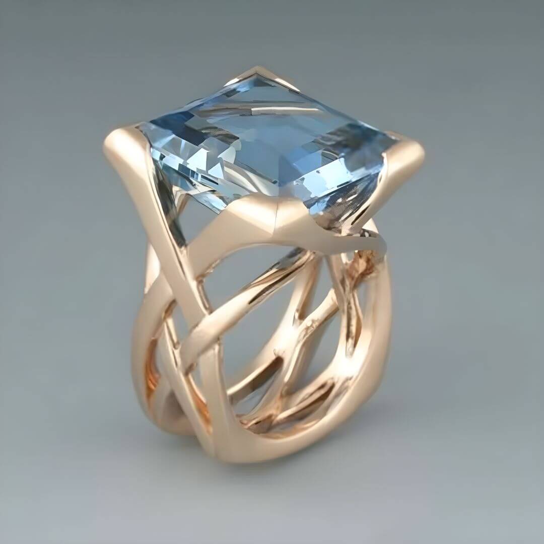 Blue Topaz Gold Statement Ring Emma & Noah Jewelry