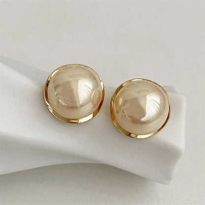 Gold Pearl Dome Stud Earrings - Diane Jewelry