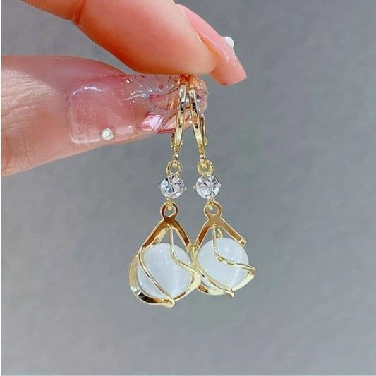 Gold Moonstone Drop Earrings Emma & Noah Jewelry