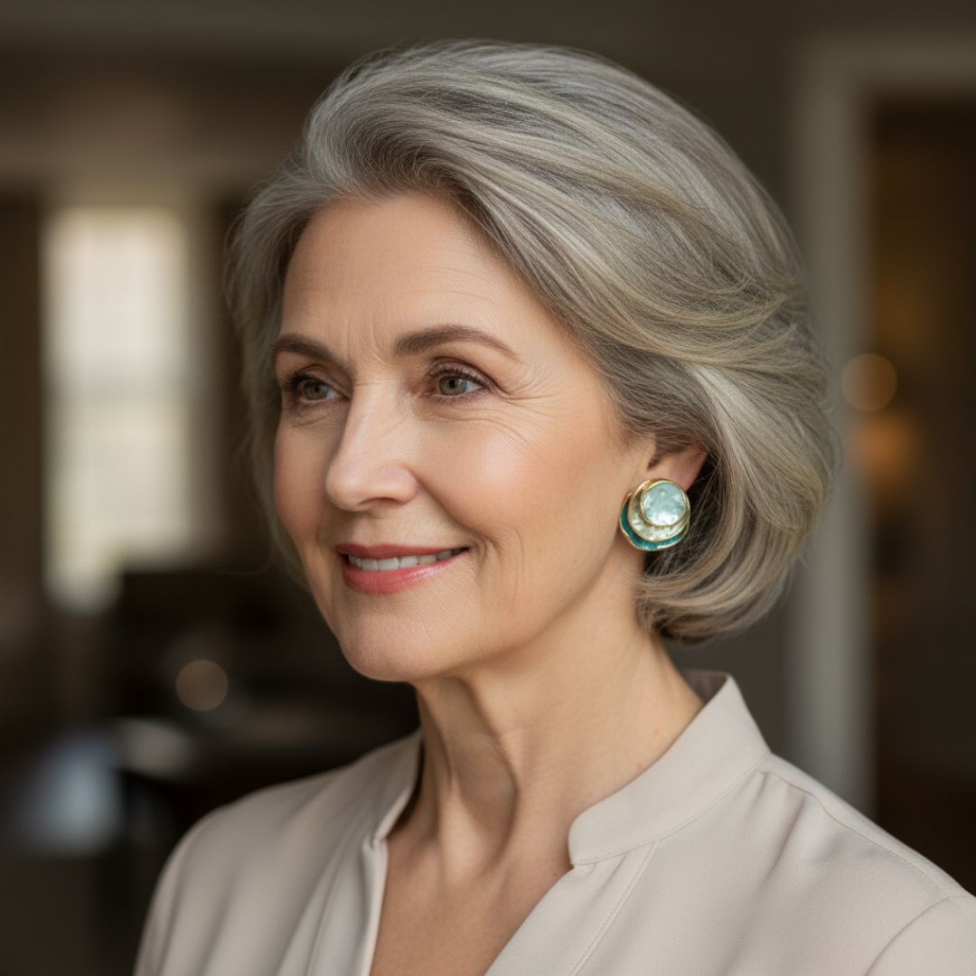 Blue Enamel Statement Stud Earrings Emma & Noah Jewelry