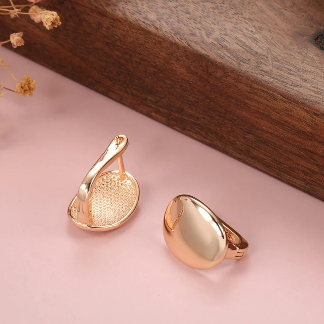 Gold Oval Minimalist Stud Earrings - Diane Jewelry