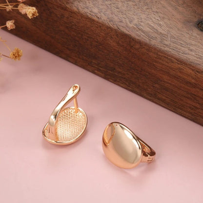 Gold Oval Minimalist Stud Earrings - Diane Jewelry