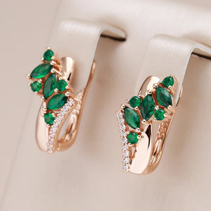 Emerald Crystal Gold Huggie Earrings - Diane Jewelry