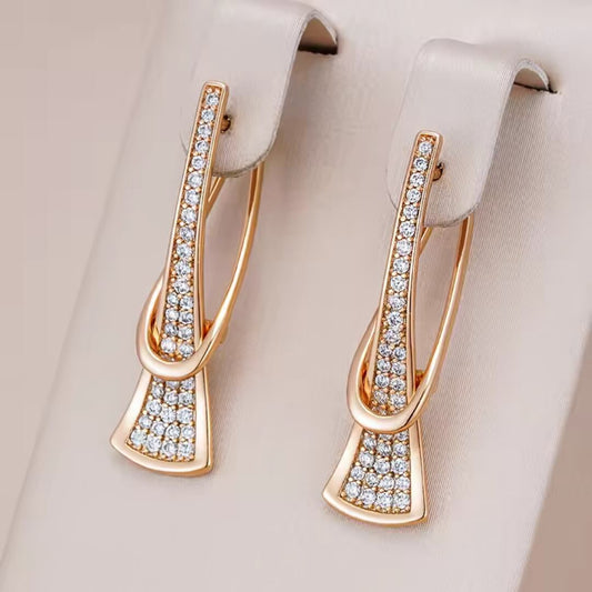 Gold Crystal Geometric Drop Earrings - Diane Jewelry