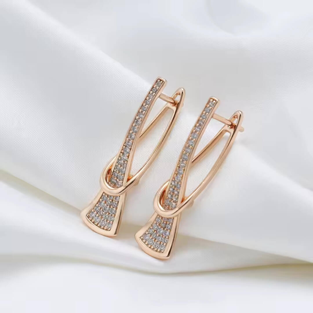 Gold Crystal Geometric Drop Earrings - Diane Jewelry