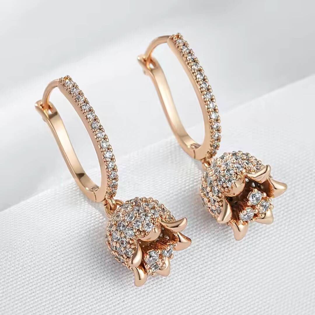 Rose Gold Crystal Drop Earrings - Diane Jewelry